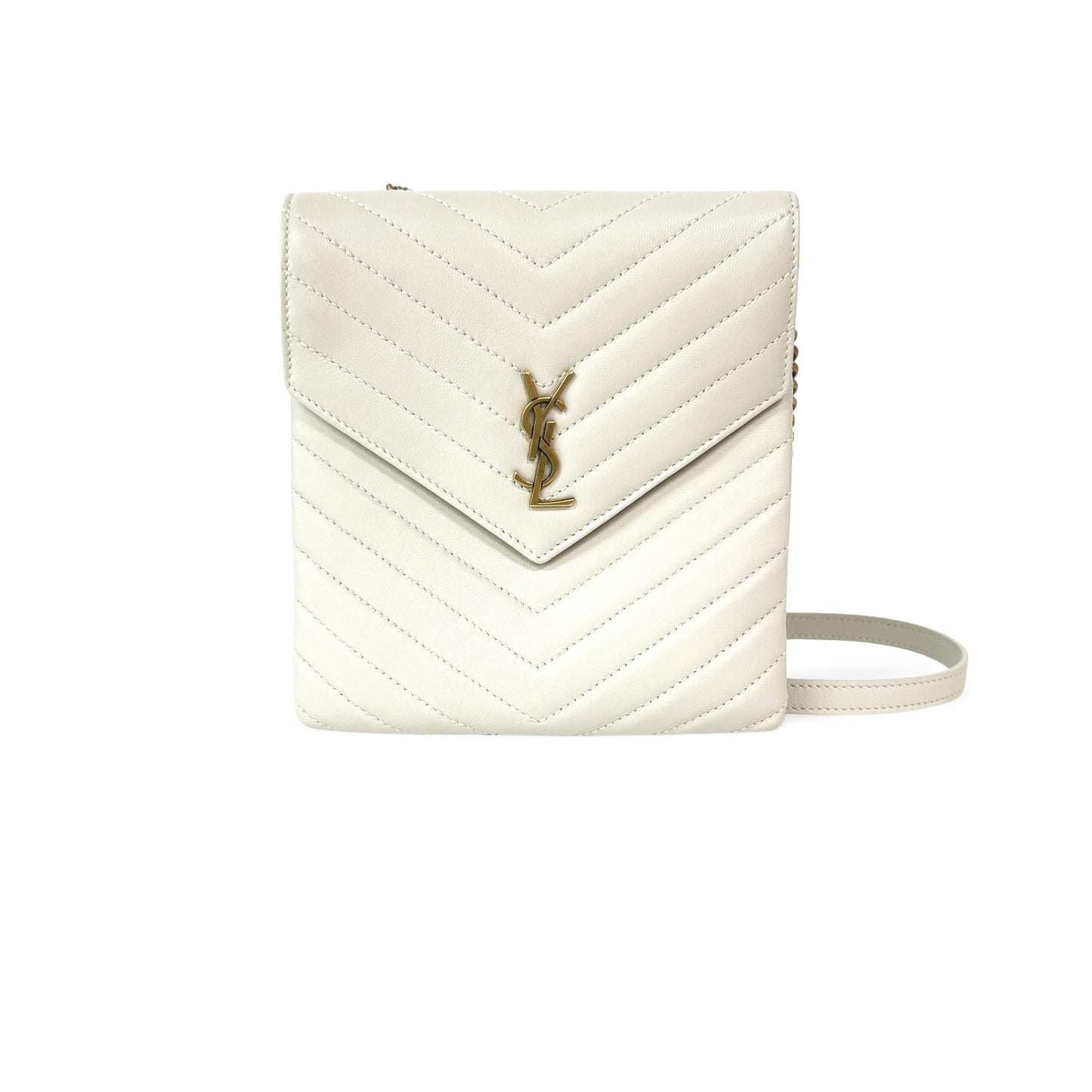 Saint Laurent Classic Monogram Phone Holder Crocodile Embossed Leather Product Image