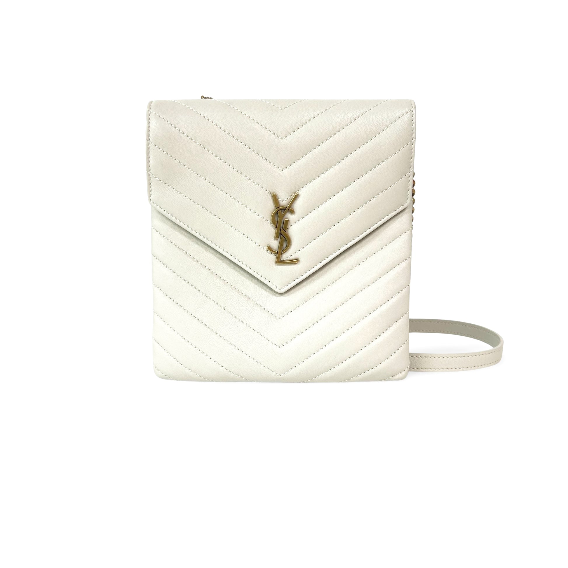 Saint Laurent Classic Monogram Phone Holder Crocodile Embossed Leather Product Image