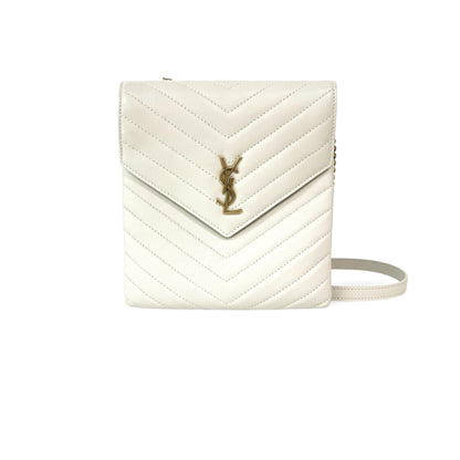 Saint Laurent Classic Monogram Phone Holder Crocodile Embossed Leather Product Image