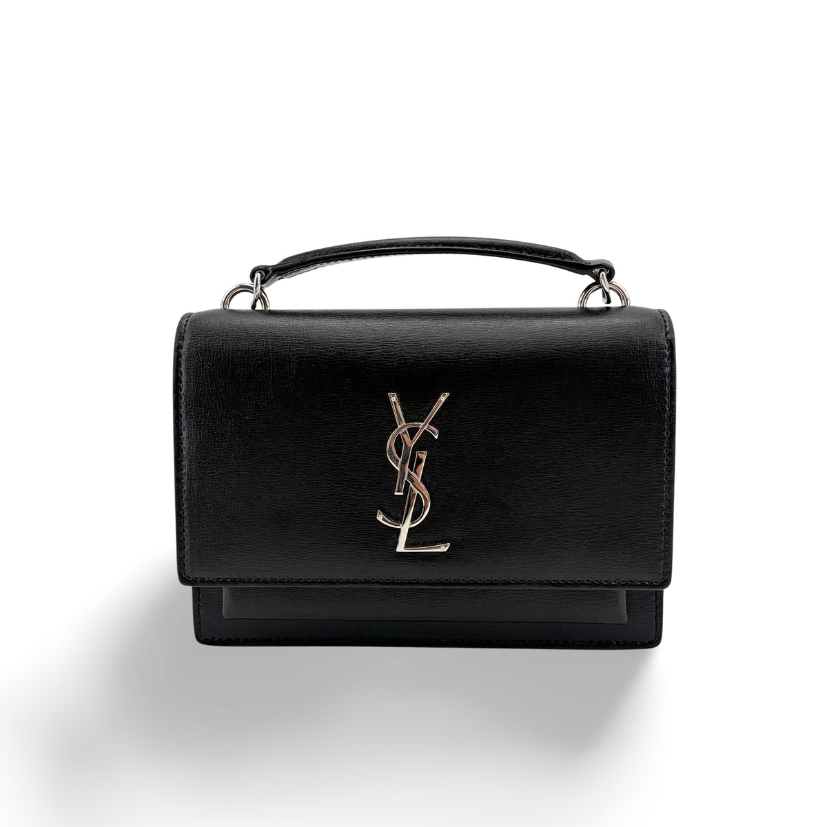 Saint Laurent Sunset Crossbody Bag Crackled Metallic Leather Small
