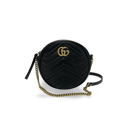 Gucci GG Marmont Round Shoulder Bag Matelasse Leather Mini