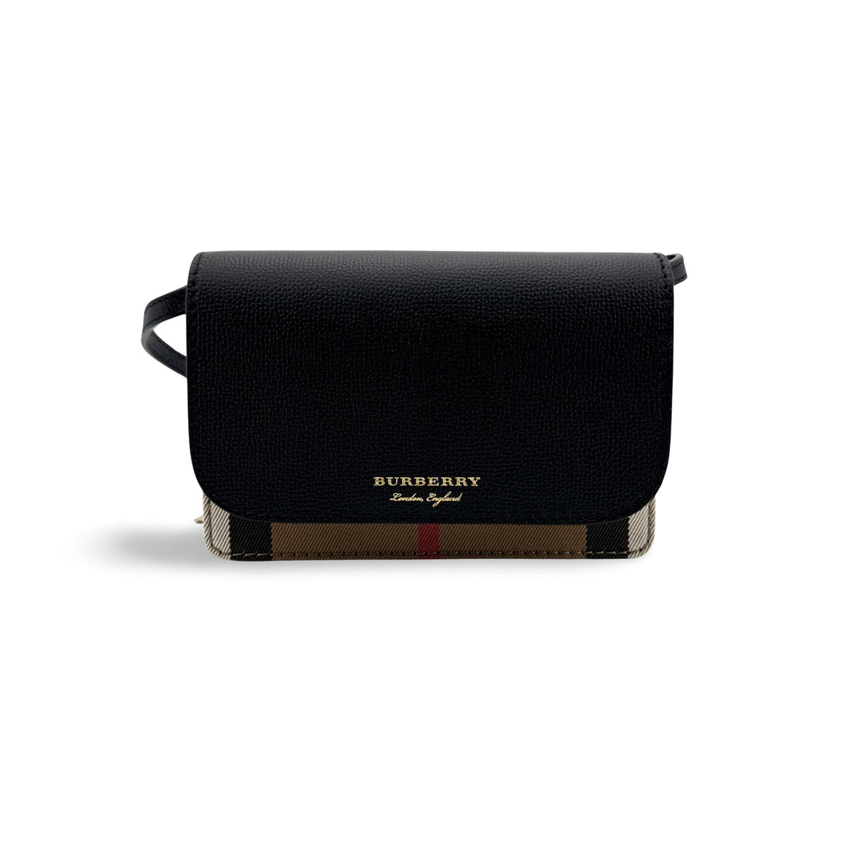 Burberry Hampshire Leather and Vintage Check Canvas Small