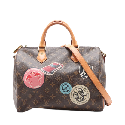 Louis Vuitton Speedy Bandouliere Limited Edition World Tour Monogram Canvas 30