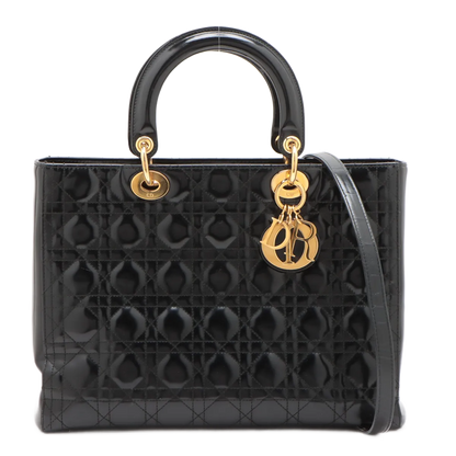 Christian Dior Vintage Lady Dior Patent Medium