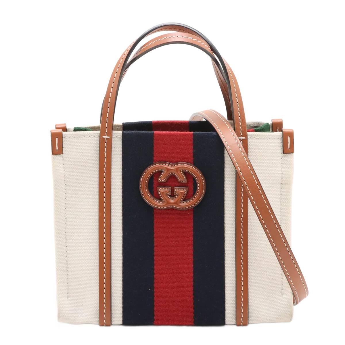 Gucci Interlocking G Web Tote Canvas Mini