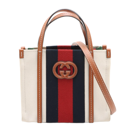 Gucci Interlocking G Web Tote Canvas Mini