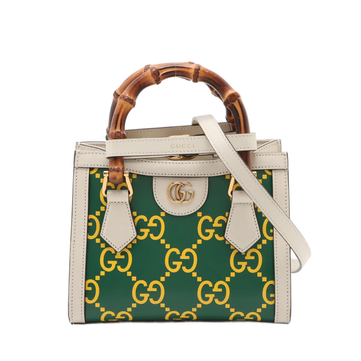 Gucci Diana NM Bamboo Handle Tote GG Printed Leather Mini