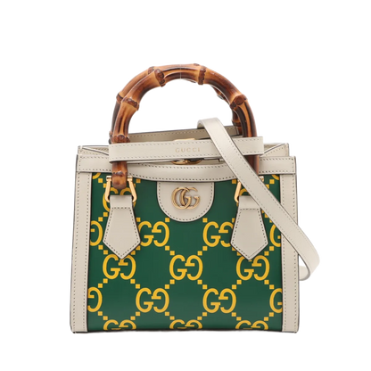 Gucci Diana NM Bamboo Handle Tote GG Printed Leather Mini