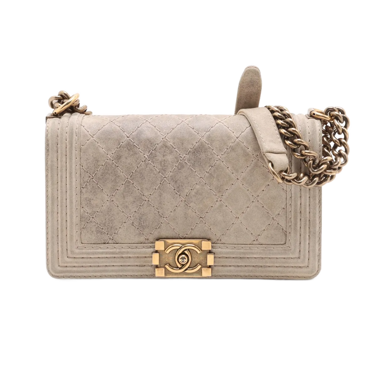 Chanel Boy Flap Quilted Distressed Suede new Medium