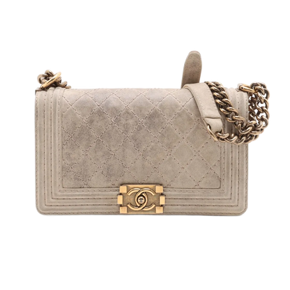 Chanel Boy Flap Quilted Distressed Suede new Medium