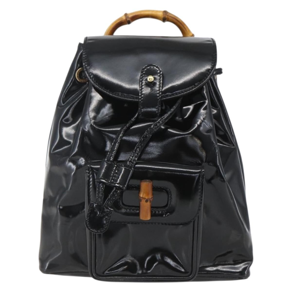 Gucci Vintage Bamboo Backpack Patent Mini