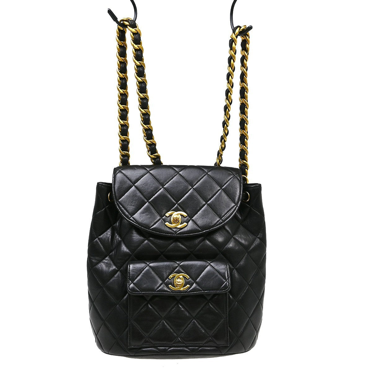 Chanel Duma Drawstring Backpack Quilted Leather Large