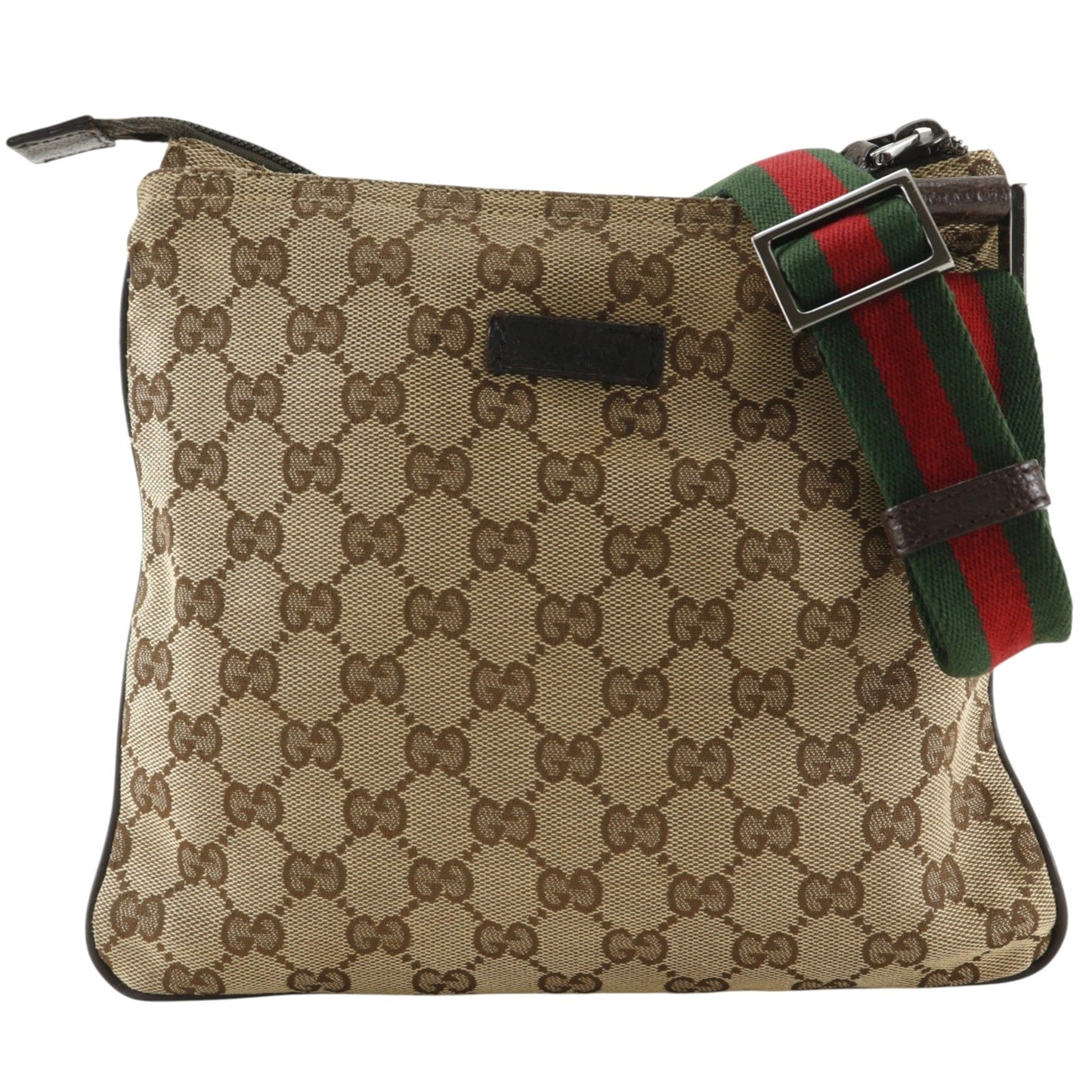 Gucci Web Strap Zip Messenger GG Canvas and leather Small