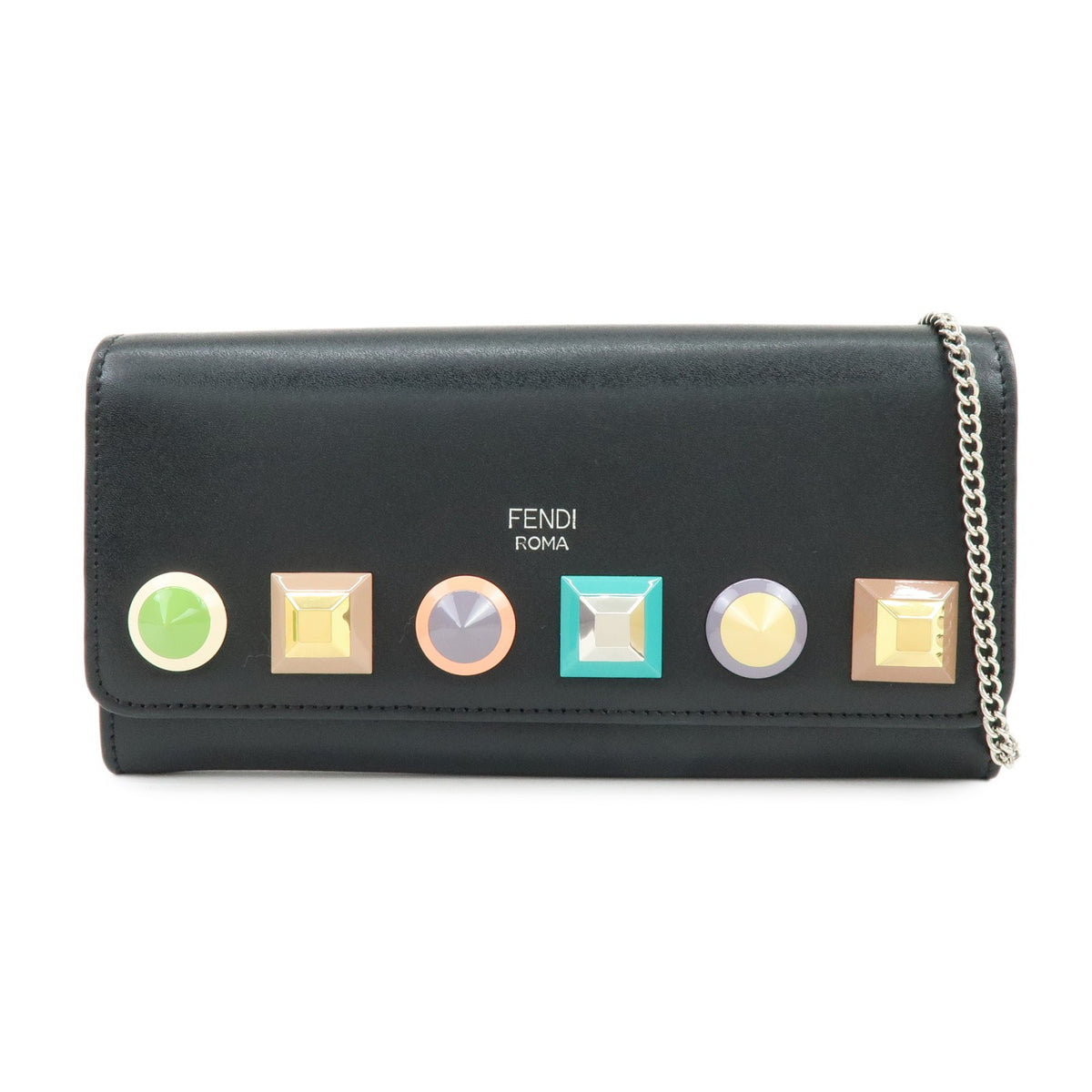 Fendi Continental Wallet on Chain Studded Leather Product Image