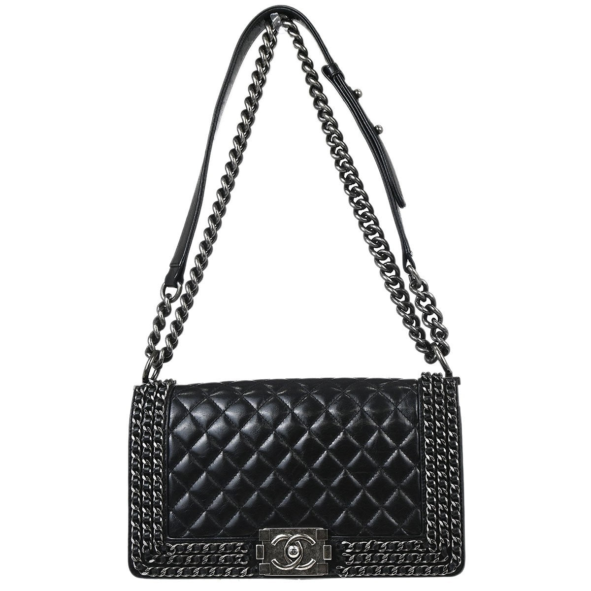 Chanel Boy Flap Bag Quilted Glazed Calfskin New Medium