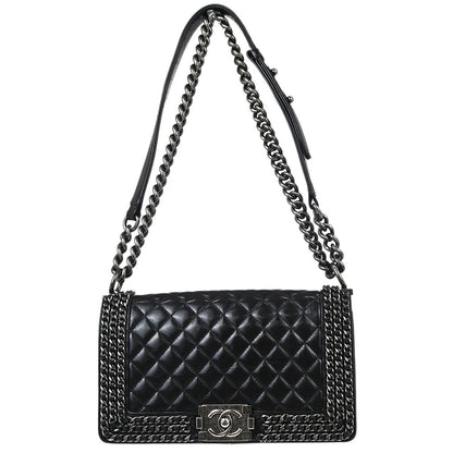 Chanel Boy Flap Bag Quilted Glazed Calfskin New Medium