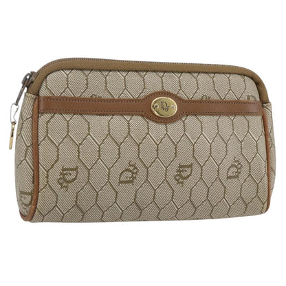 Christian Dior Vintage Honeycomb Zip Pouch Canvas and Leather Product Image