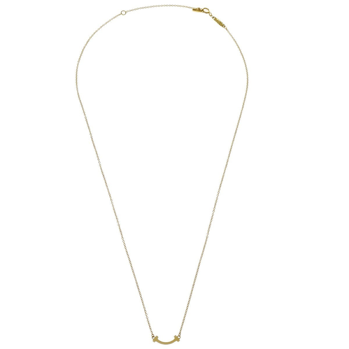 Tiffany & Co. T Smile Pendant Necklace 18K Yellow Gold Small