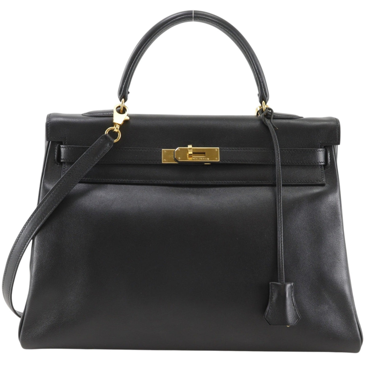 Hermes Kelly Black Box Calf with Gold Hardware 35
