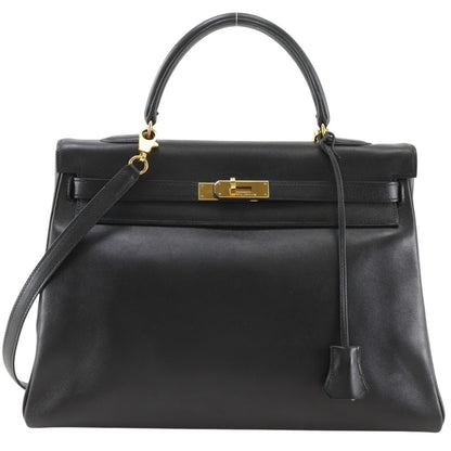 Hermes Kelly Black Box Calf with Gold Hardware 35