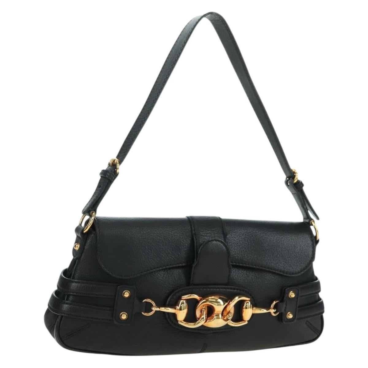 Gucci Horsebit Shoulder Bag GG Canvas and Leather Large