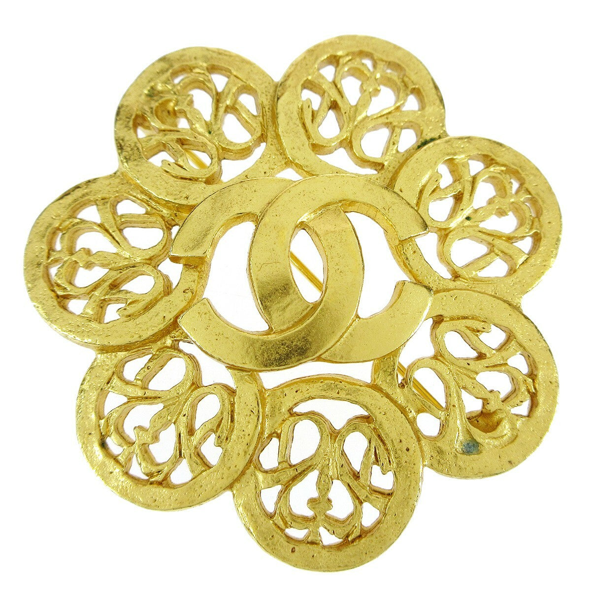 Chanel Vintage CC Flower Textured Metal Product Image
