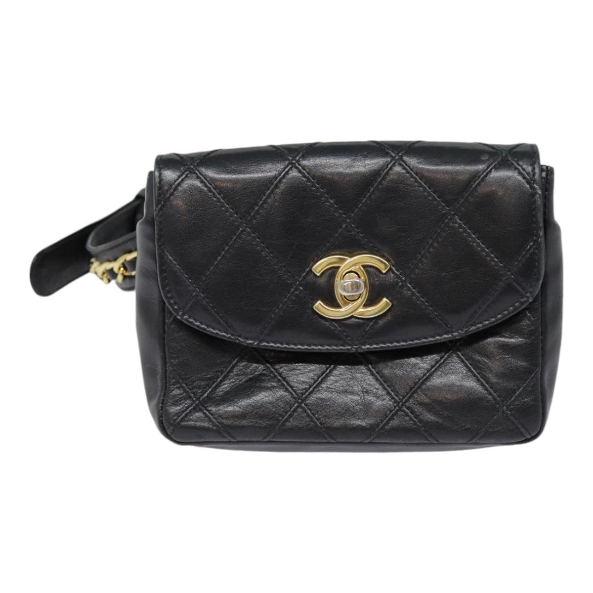 Chanel Vintage Flap Belt Quilted Leather Small