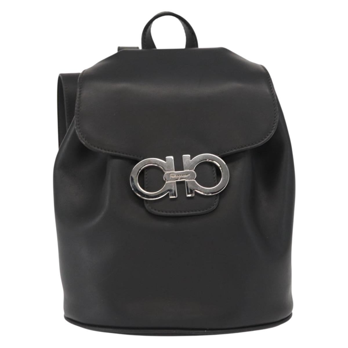 Salvatore Ferragamo Gancini Flap Drawstring Backpack Leather Mini