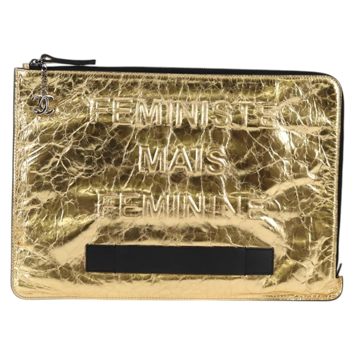 Chanel Feminine Pouch Crinkled Leather Large