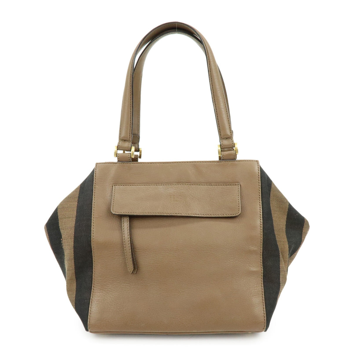 Fendi Boxy Leather with Pequin Canvas Large