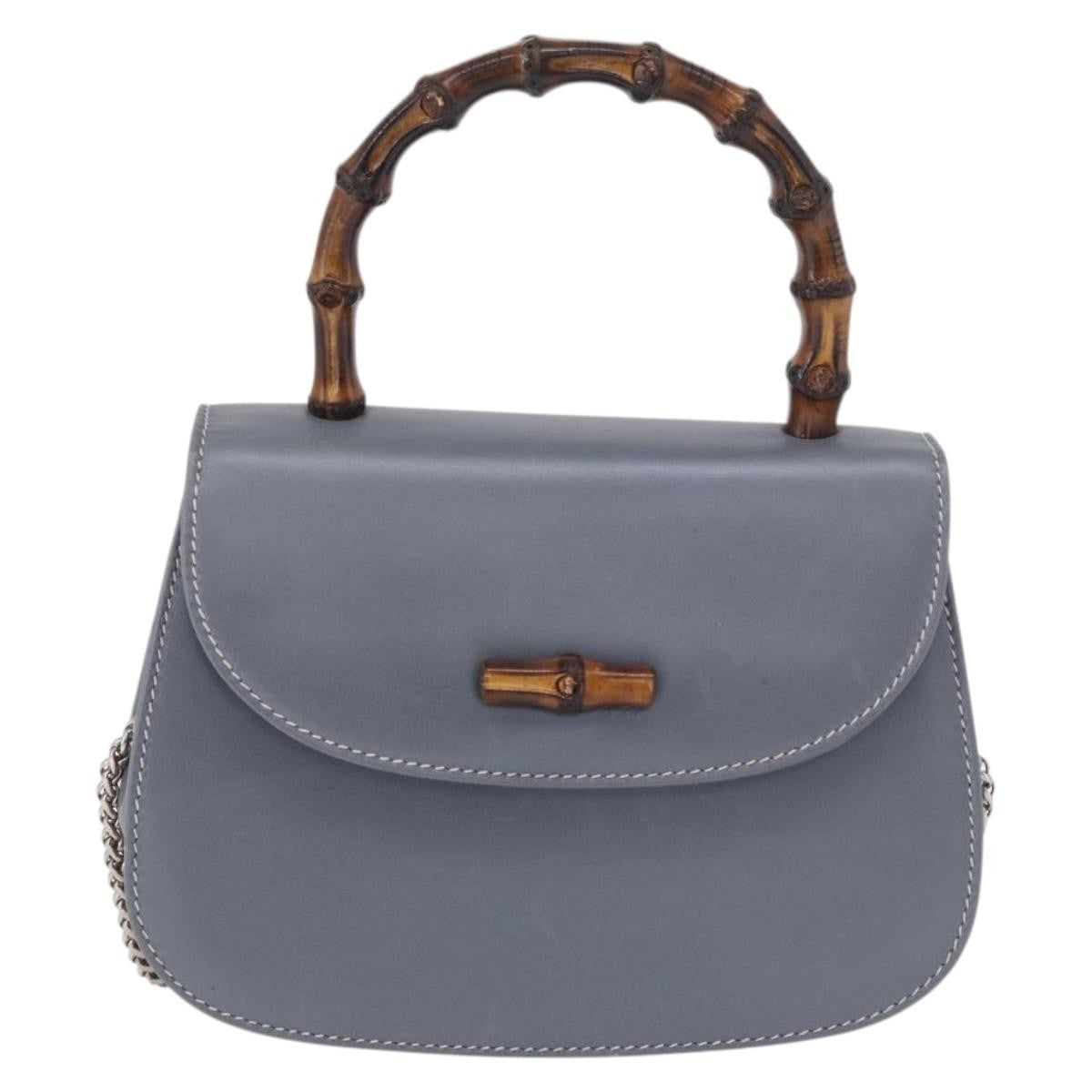 Gucci Vintage Convertible Bamboo Top Handle Leather Small