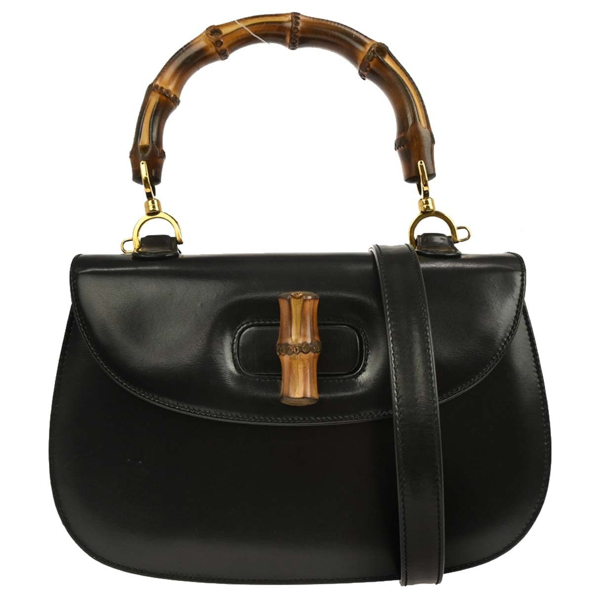 Gucci Vintage Convertible Bamboo Top Handle Leather Medium