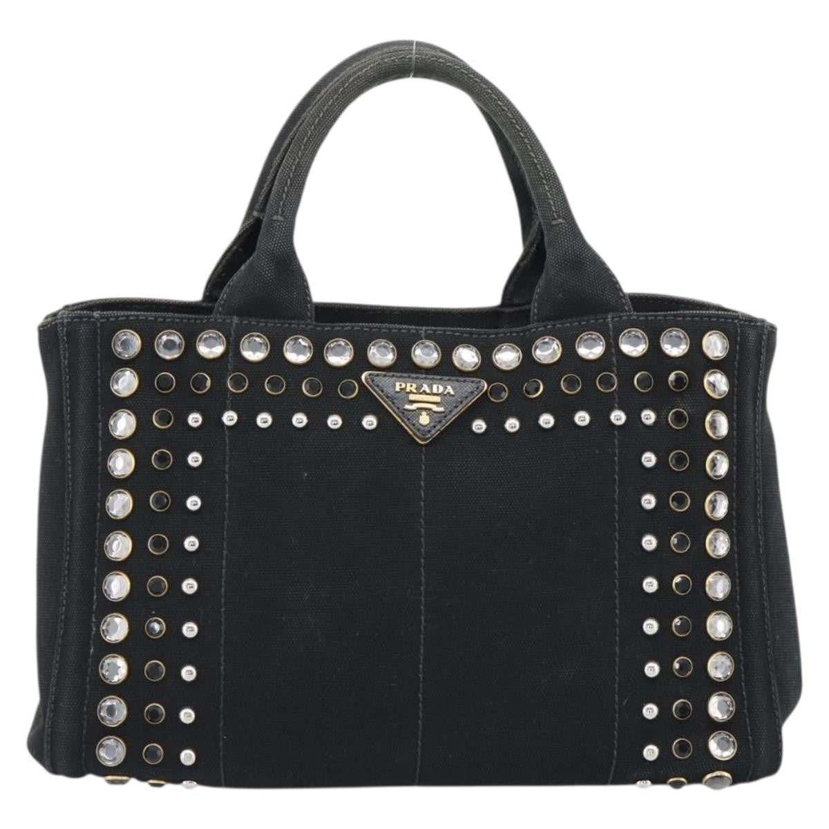 Prada Canapa Convertible Tote Rhinestone Embellished Canvas Medium