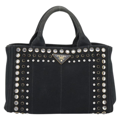 Prada Canapa Convertible Tote Rhinestone Embellished Canvas Medium