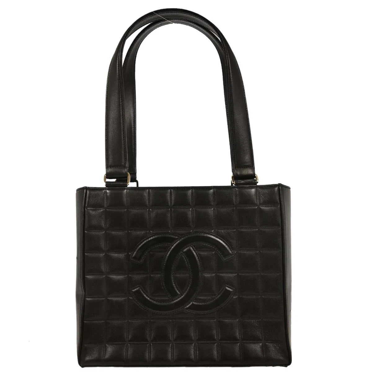 Chanel Chocolate Bar CC Tote Quilted Leather Small