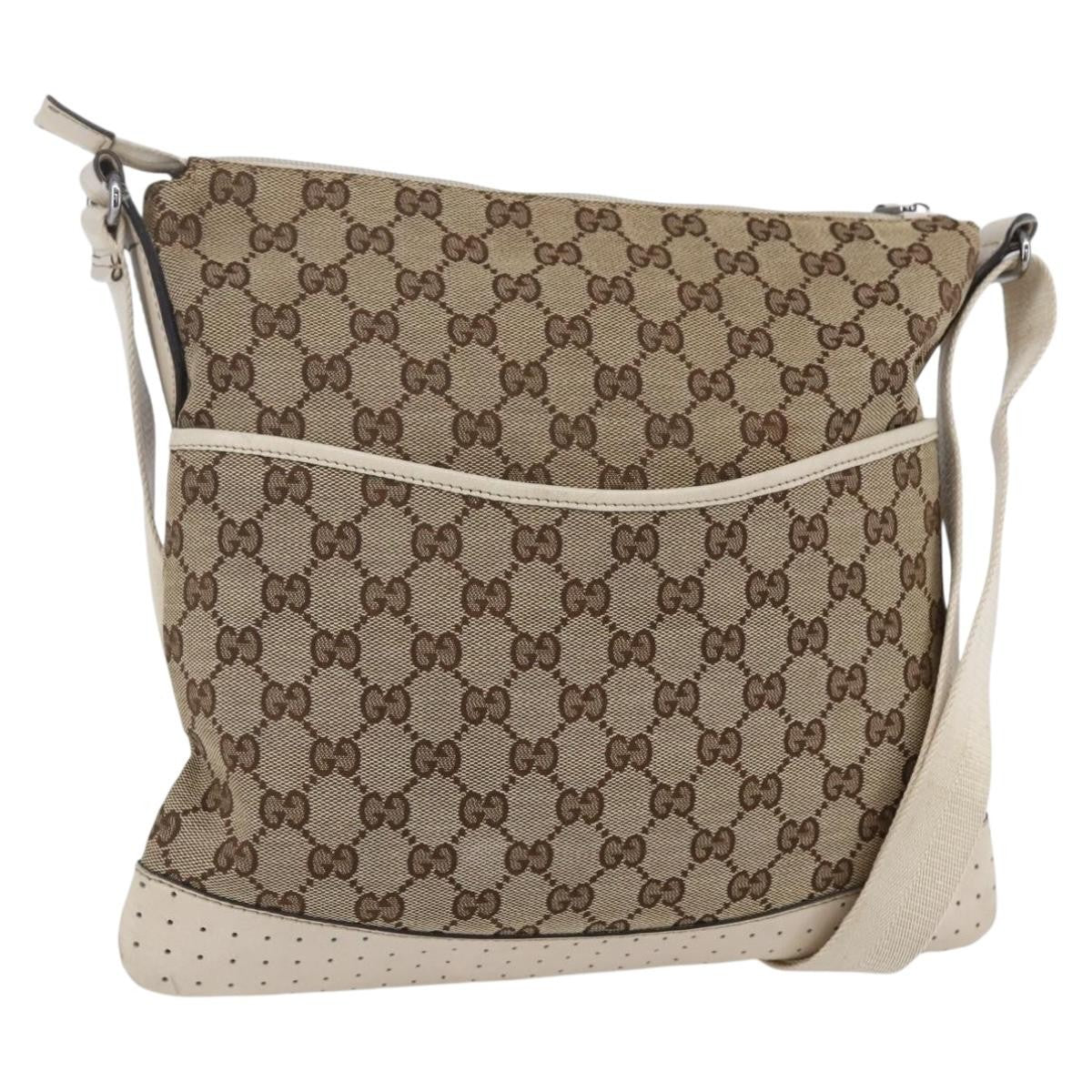 Gucci Zip Messenger Bag GG Canvas with Perforated Leather Small
