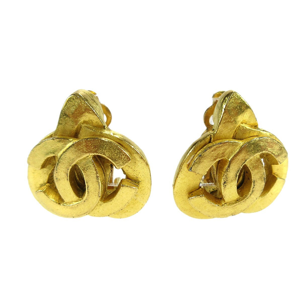 Chanel Vintage CC Heart Clip-On Earrings Metal Small