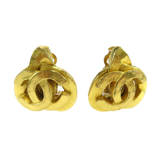 Chanel Vintage CC Heart Clip-On Earrings Metal Small