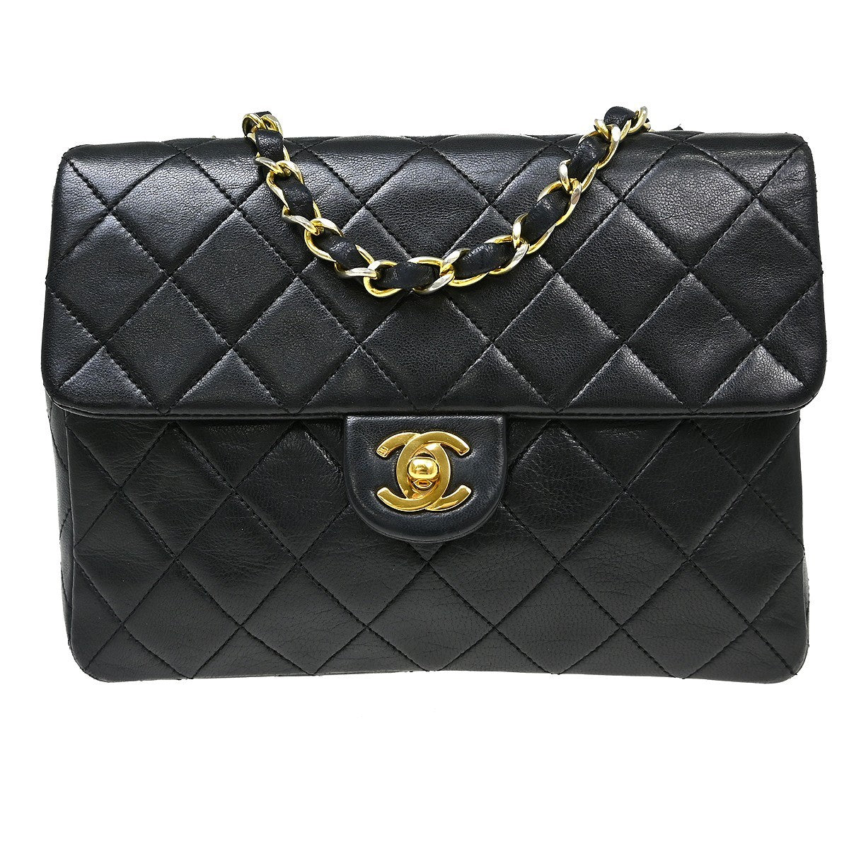Chanel Vintage Square Classic Single Flap Bag Vertical Quilt Lambskin Small