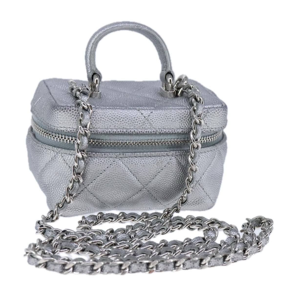 Chanel Classic Vanity Case with Chain Quilted Caviar Mini