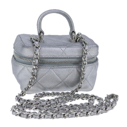 Chanel Classic Vanity Case with Chain Quilted Caviar Mini