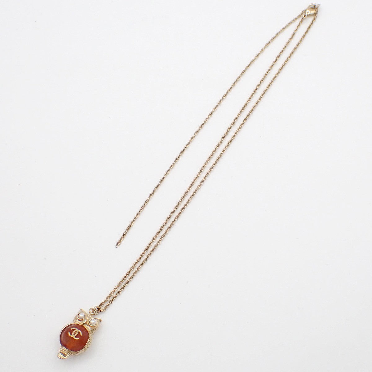 Chanel Owl Pendant Necklace Gold Plated Product Image