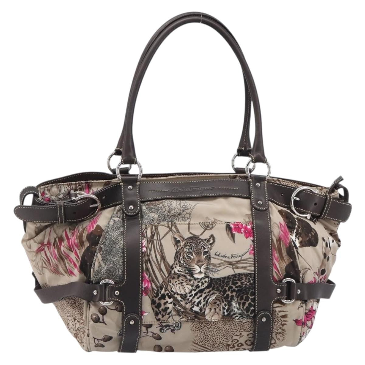 Salvatore Ferragamo Convertible Belted Boston Fiera Printed Nylon with Leather Medium