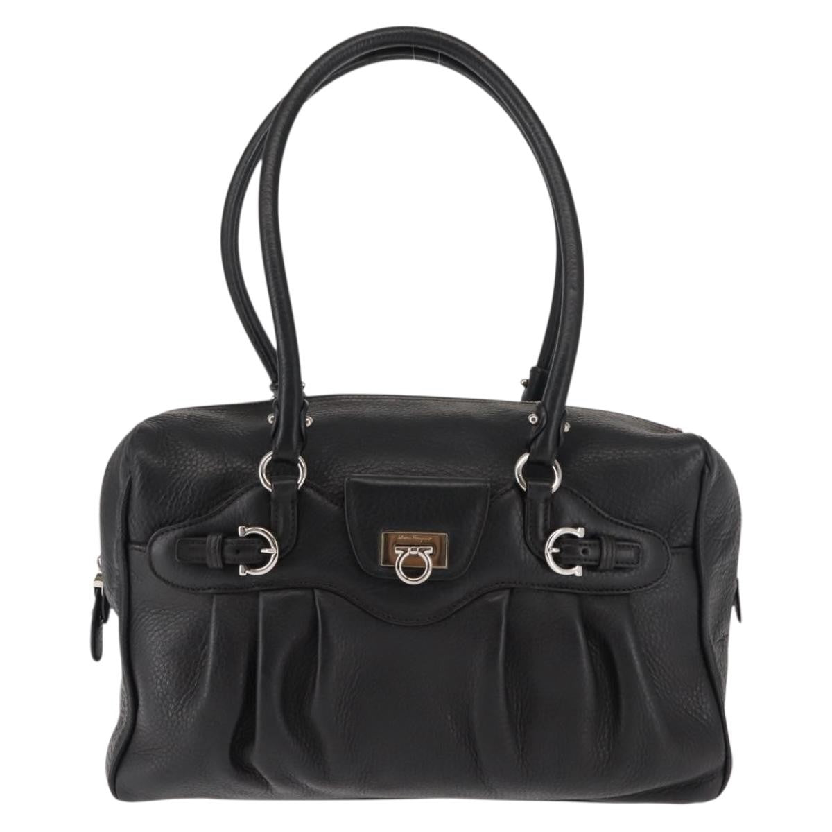Salvatore Ferragamo Gancini Buckle Shoulder Bag Leather Large
