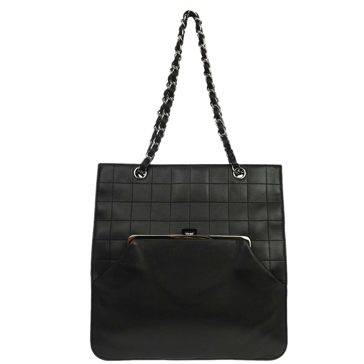 Chanel Chocolate Bar CC Tote Quilted Leather Small