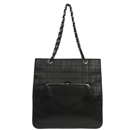 Chanel Chocolate Bar CC Tote Quilted Leather Small