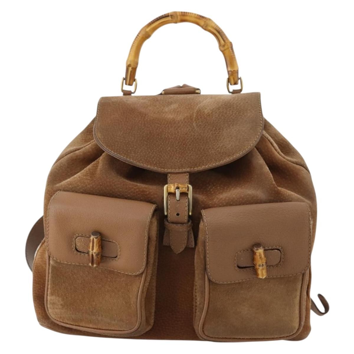 Gucci Vintage Bamboo Suede and Leather Product Image