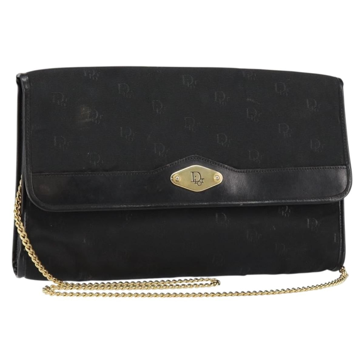 Christian Dior Vintage CD Chain Flap Shoulder Bag Diorissimo Canvas Small