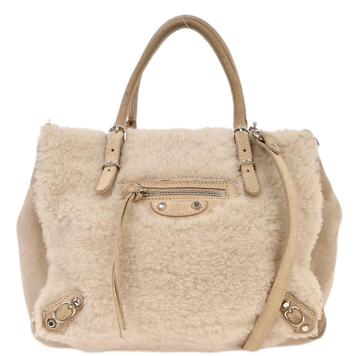 Balenciaga Papier B4 Zip Around Classic Studs Bag Shearling Product Image
