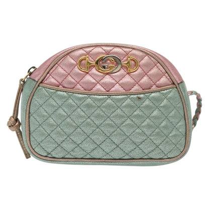 Gucci Trapuntata Camera Shoulder Bag Quilted Laminated Leather Small